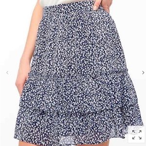 J.Crew Tiered Mini Ruffle Skirt Blue Ditsy Floral